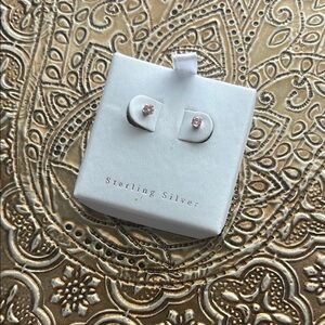 Sterling Silver Pink Stud Earrings